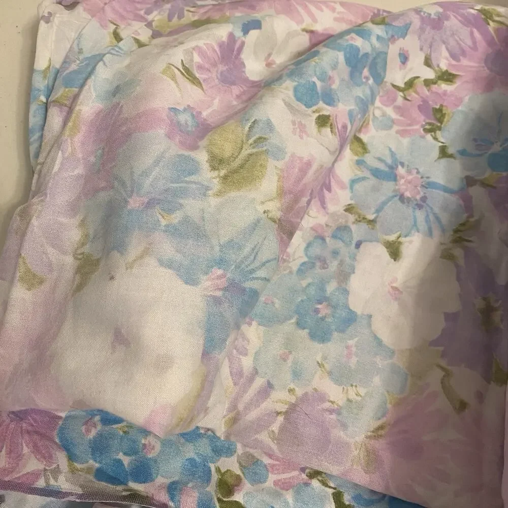 VTG Cotton Blend Twin Fitted Sheet Floral Country Home Cottage 39x79” Mattress